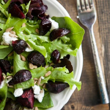 Maple Roasted Beet and Goat Cheese Salad