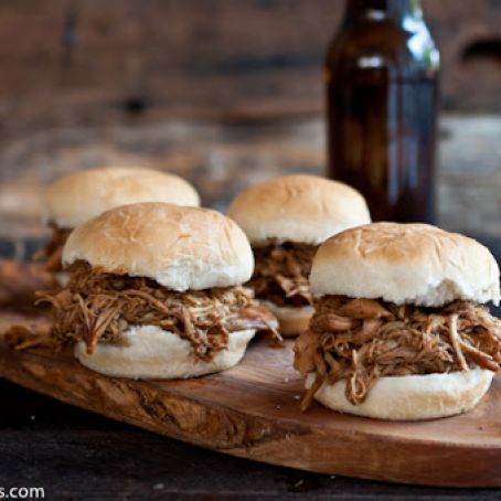 Slow Cooker Beer and Brown Sugar Pulled Chicken Sliders