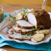 Herb and Garlic Roast Pork Loin with Honey Mustard Sauce