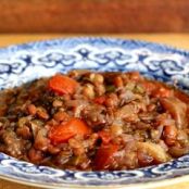 EGGPLANT LENTIL STEW WITH POMEGRANATE MOLASSES
