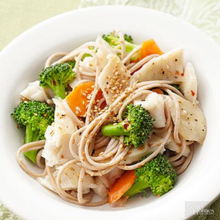 Veggie and Fish Noodle Bowl
