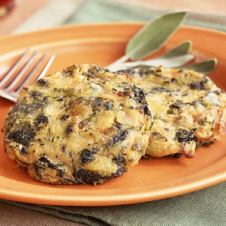 Mashed-Potato Cakes with Onions and Kale