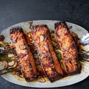 Broiled Salmon with Scallions and Sesame