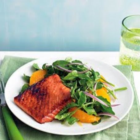 Soy-Glazed Salmon with Watercress Salad