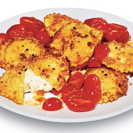 Quick Crisp Ravioli with Roasted Tomato Sauce