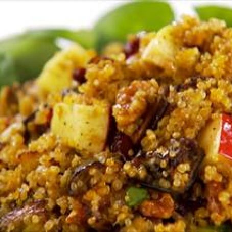 Quinoa, roasted eggplant and apple salad with cumin vinaigrette