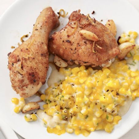 Lemon Garlic Chicken with Creamed Corn