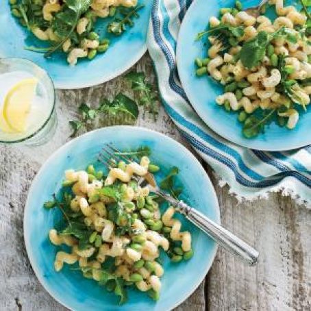 Creamy Cavatappi with Edamame, Lemon, and Tarragon
