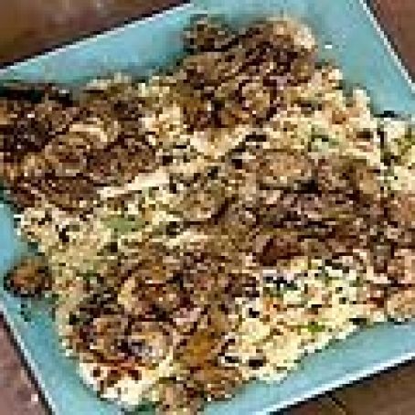 Lemon and Rosemary Marinated Grilled Chicken with Couscous and Sauteed Balsamic Cremini Mushrooms