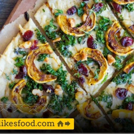 Delicata Squash, Kale and Parmesan Flatbread
