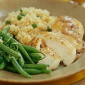 Chicken with Apple Gravy, Rice Pilaf and Green Beans by Rachael Ray