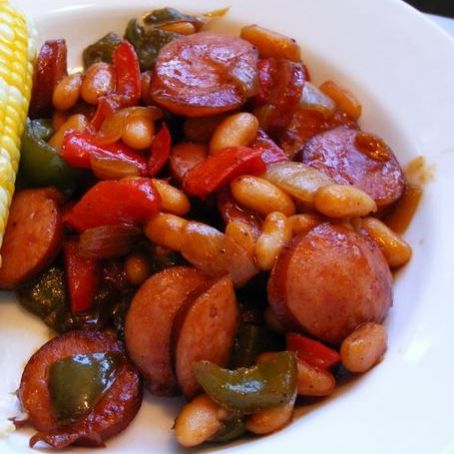 Cheesy Kielbasa with Beans