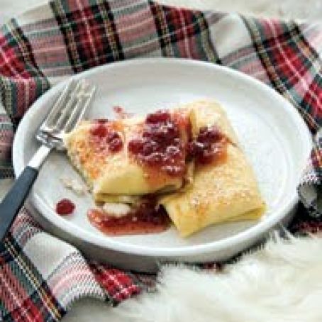 Ricotta Blintzes with Blueberry Syrup