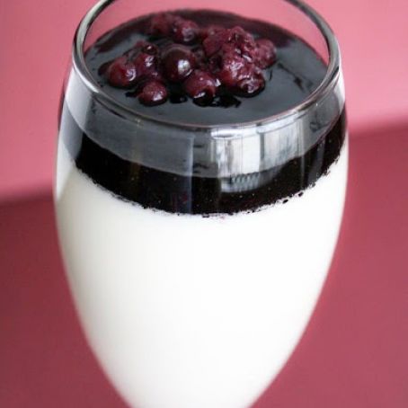 Coconut Panna Cotta with Berry and Red Wine Reduction