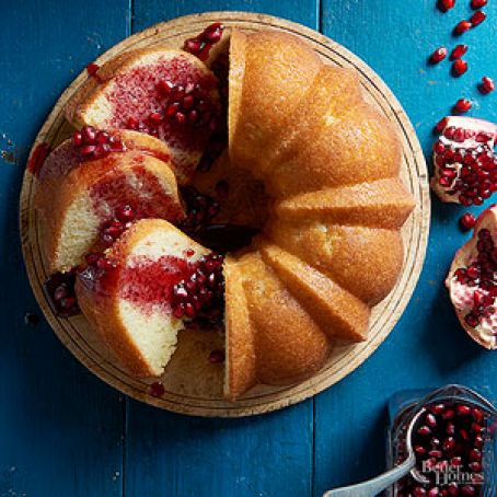 Cornmeal Butter Cake with Pomegranate Sauce