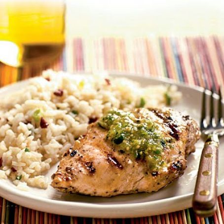 Grilled Cumin Chicken with Fresh Tomatillo Sauce