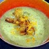 Broccoli and Cheese Soup with Croutons
