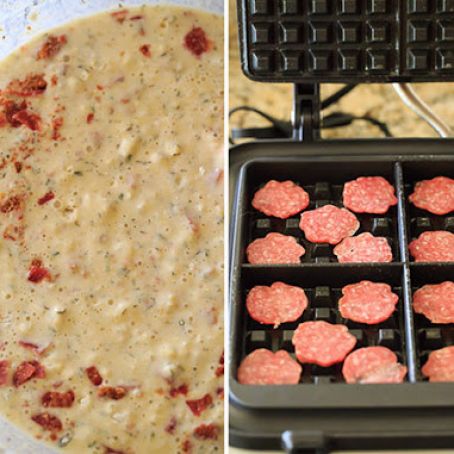 Savory Salami, Cheese & Herb Waffles