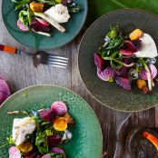 Grilled Beets with Burrata and Poppy Seed Vinaigrette