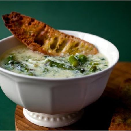 ASPARAGUS SOUP w/GREEN GARLIC & EGGS
