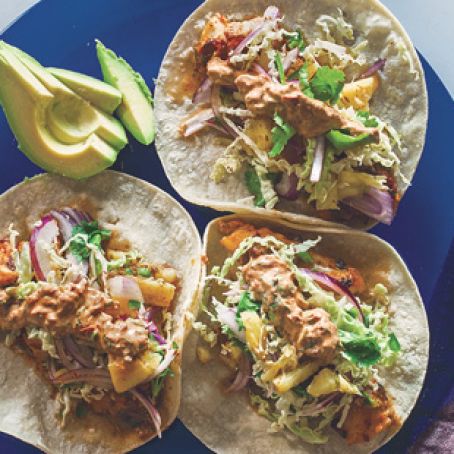 Spicy Fish Tacos with Pineapple Slaw