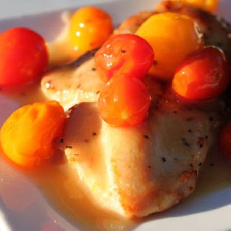 Chicken with Cherry Tomatoes in White Wine Reduction