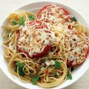 Basil Spaghetti with Cheesy Broiled Tomatoes