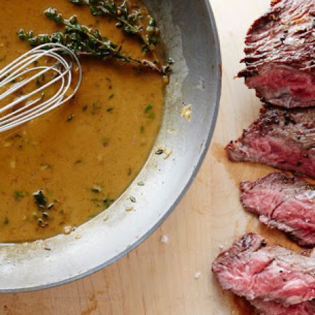 Grilled Skirt Steak with Shallot Pan Sauce