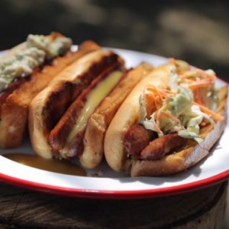 Split Hot Dogs with Butter-Toasted Buns and Homemade Toppings