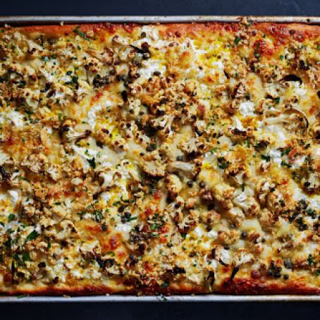 Roasted Cauliflower and Ricotta Grandma Pie