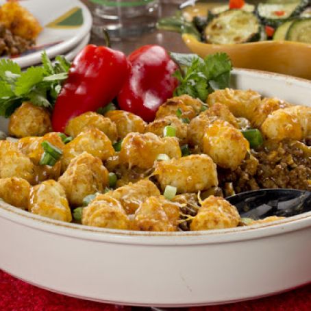 Potato Tot Enchilada Casserole