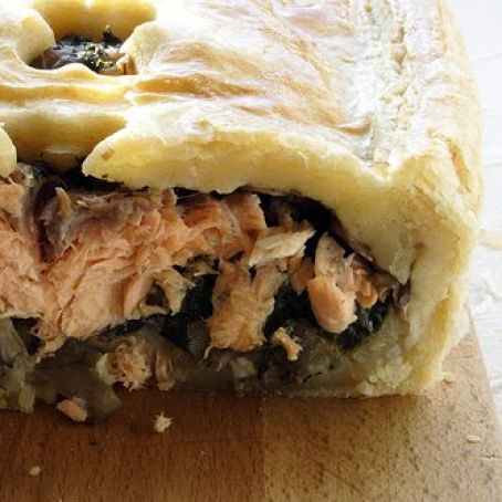 Salmon & Mushrooms in Puff Pastry