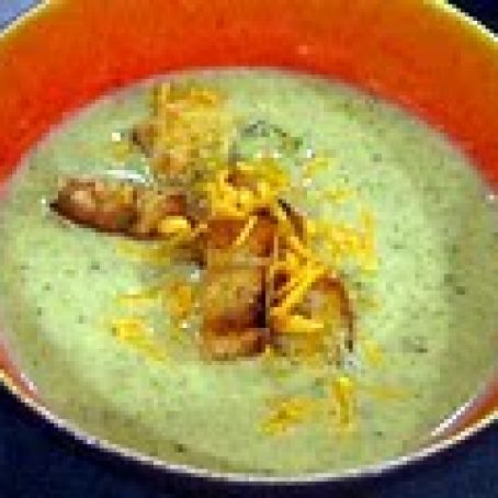 Broccoli and Cheese Soup with Croutons