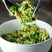 Kale and Brussels Sprouts Salad w/ Bacon and Pecorino