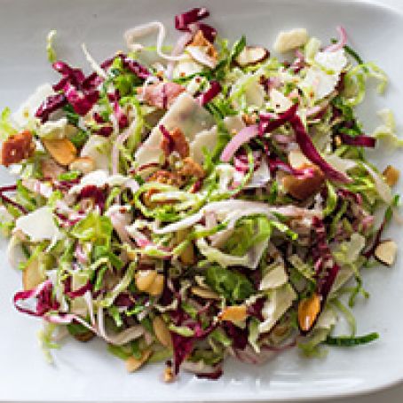 Brussels Sprout Salad with Warm Bacon Vinaigrette