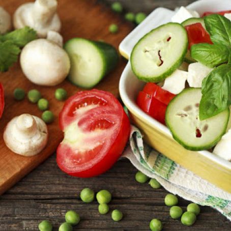 Tomato, Cucumber, Basil Salad