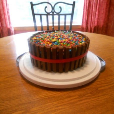 Bucket of M&M's Kit Kat Cake
