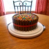 Bucket of M&M's Kit Kat Cake