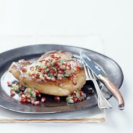 Pork Chops with Pomegranate and Fennel Salsa