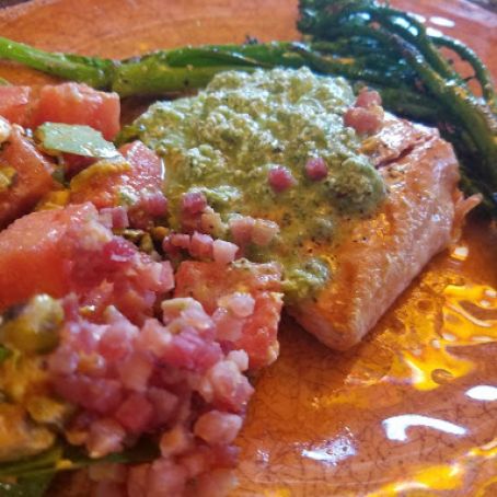 Paleo Salmon with Coconut Lime Cilantro Sauce