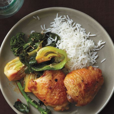 Ginger-Roasted Chicken With Bok Choy & Broccoli