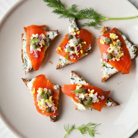 Smoked Salmon on Toast Points