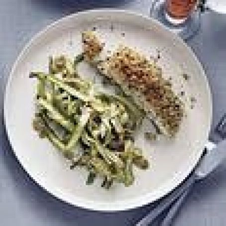 Slow-Roasted Halibut with Shaved Asparagus and Fennel Salad
