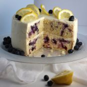 Lemon-Blueberry Cake with White Chocolate Cream Cheese Frosting