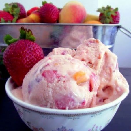 Strawberry Peach Ice Cream (No Machine needed)