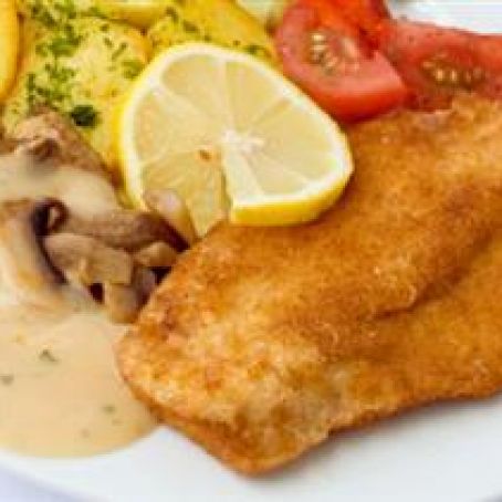 Pork Milanese with Creamy Caper and Lemon Sauce
