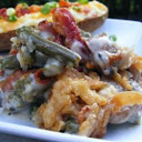 Green Bean Casserole with Bacon and Mushrooms