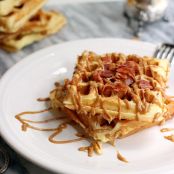 Bacon Waffles with Peanut Butter-Honey Glaze
