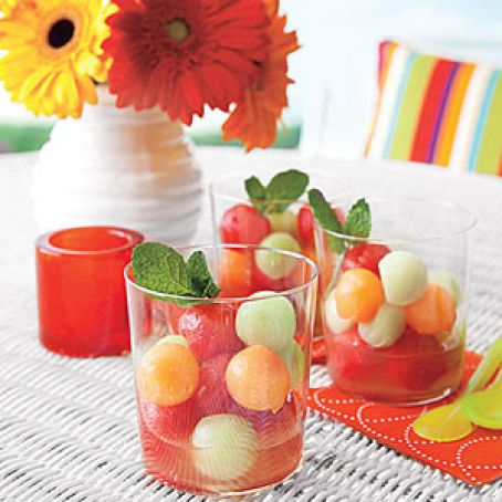 Melon Ball Salad with Lime Syrup