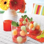 Melon Ball Salad with Lime Syrup